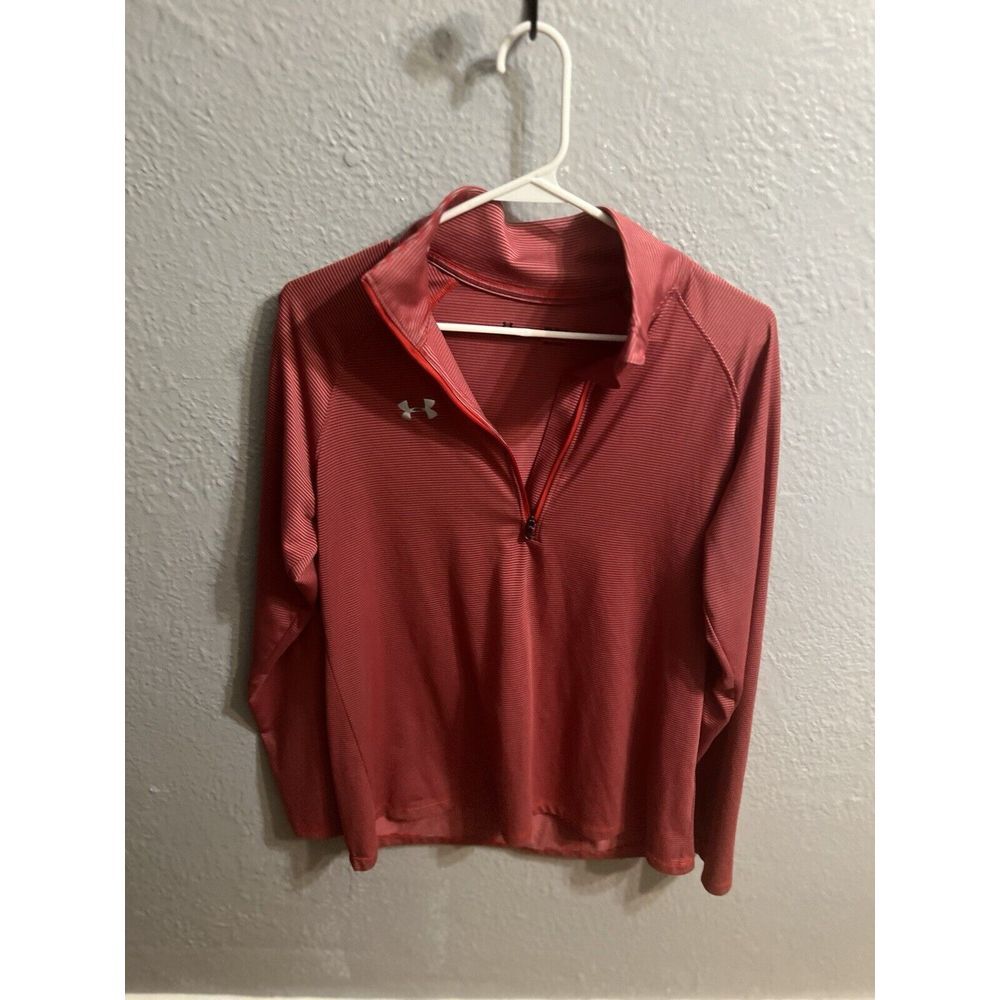 Under Armour‎  1/4 Zip Women's Reddish Gray Striped Size Medium